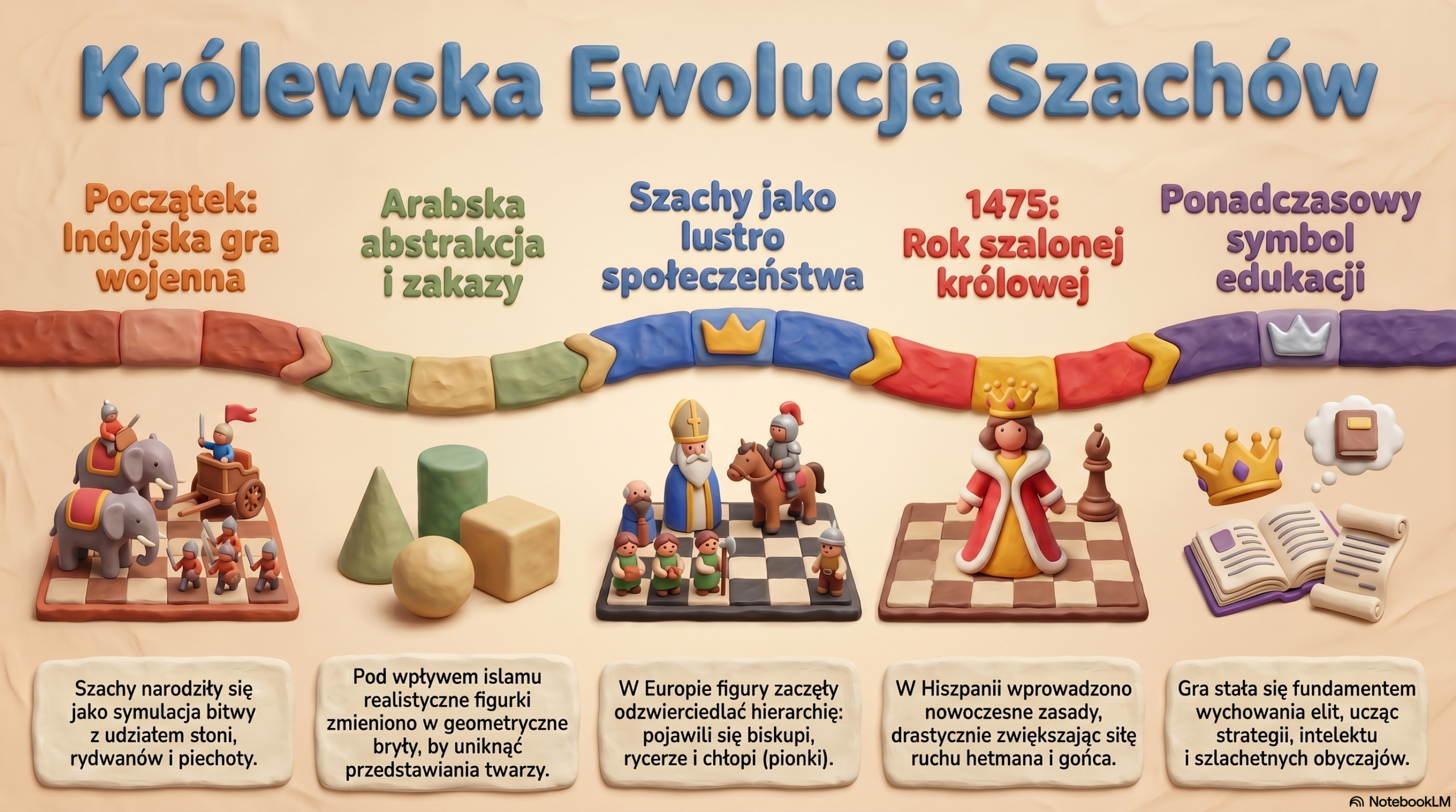 infografika pokazująca historię szachów